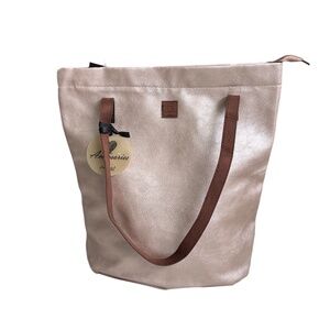 NWT Antonio Marbled Champagne Pink Vegan Faux Leather Tote Bag